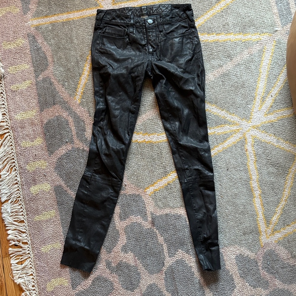 True Religion Black Leather Halle Pants